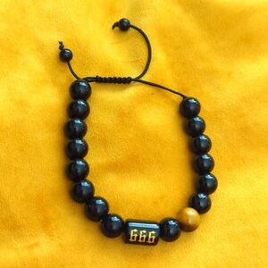 Obsidian Tiger Eye Chinese Lucky Number Bracelet
